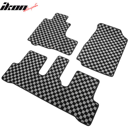 For 07-11 Honda CR-V Auto Floor Mats Non-Slip Carpets Checkered Black Gray Plaid