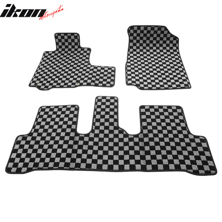 For 07-11 Honda CR-V Auto Floor Mats Non-Slip Carpets Checkered Black Gray Plaid