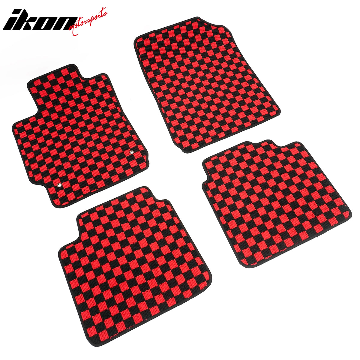 Fits 07-11 Toyota Camry Anti-slip Floor Mats Checkered Carpets Black Red Plaid