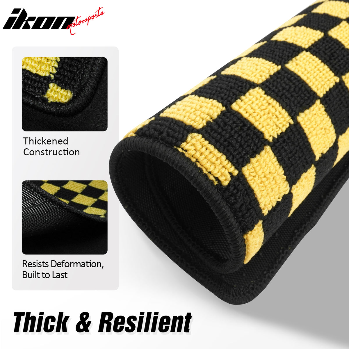Fits 07-11 Toyota Camry Anti-slip Floor Mats Checkered Carpet Black Yellow Plaid