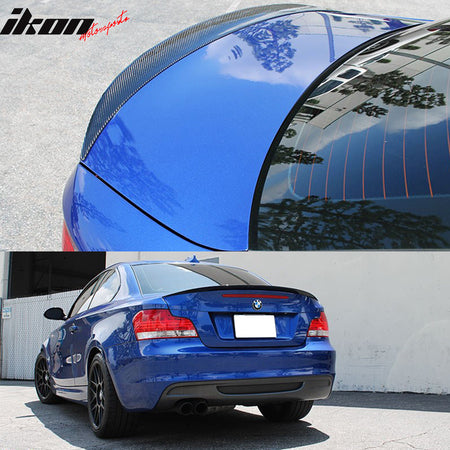 Compatible With 2007-2011 BMW E1982 1-Series 2Dr Coupe Factory Real Carbon Fiber Rear Trunk Boot Spoiler Wing