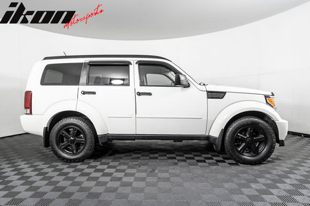 IKON MOTORSPORTS Tape on Window Visor Compatible with 2007-2011 Dodge Nitro, Slim Style Acrylic Smoke Tinted 4PCS Sun Rain Shade Guard Wind Vent Air Deflector