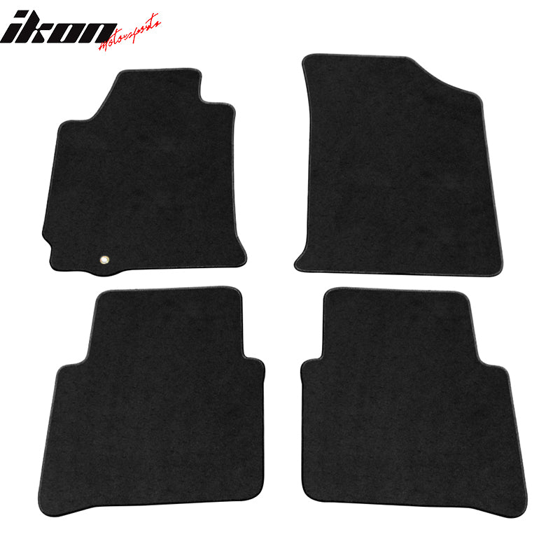 IKON MOTORSPORTS Floor Mats Carpet Compatible With 2007-2012 Nissan Altima 4 Door, Front Rear Black Nylon Carpets Mats 4 Pieces Set