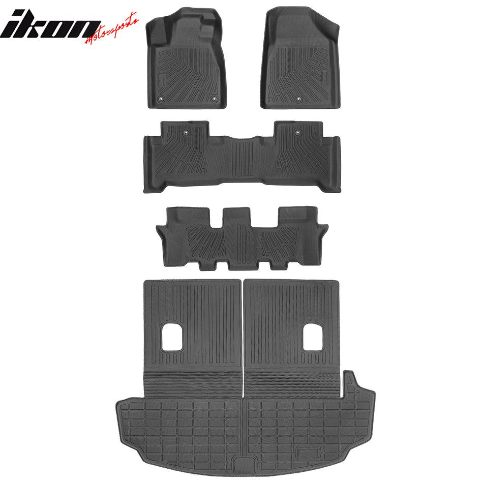 2007-2013 Acura MDX 7 Passenger TPE All Weather Floor Mats Liner + Trunk Mat w/ Backrest Mat