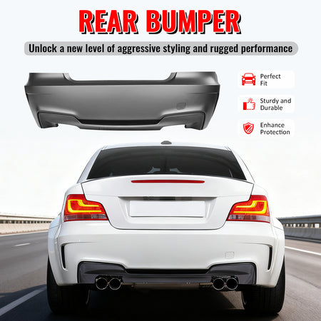 Fits 07-13 BMW 1-Series E82 Coupe E88 1M Style Rear Bumper Cover Replacement PP