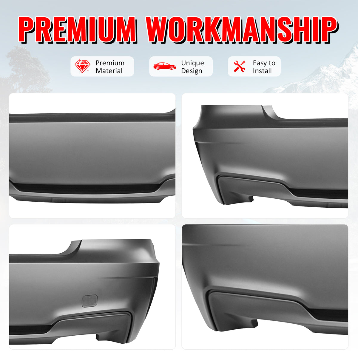 Fits 07-13 BMW 1-Series E82 Coupe E88 1M Style Rear Bumper Cover Replacement PP