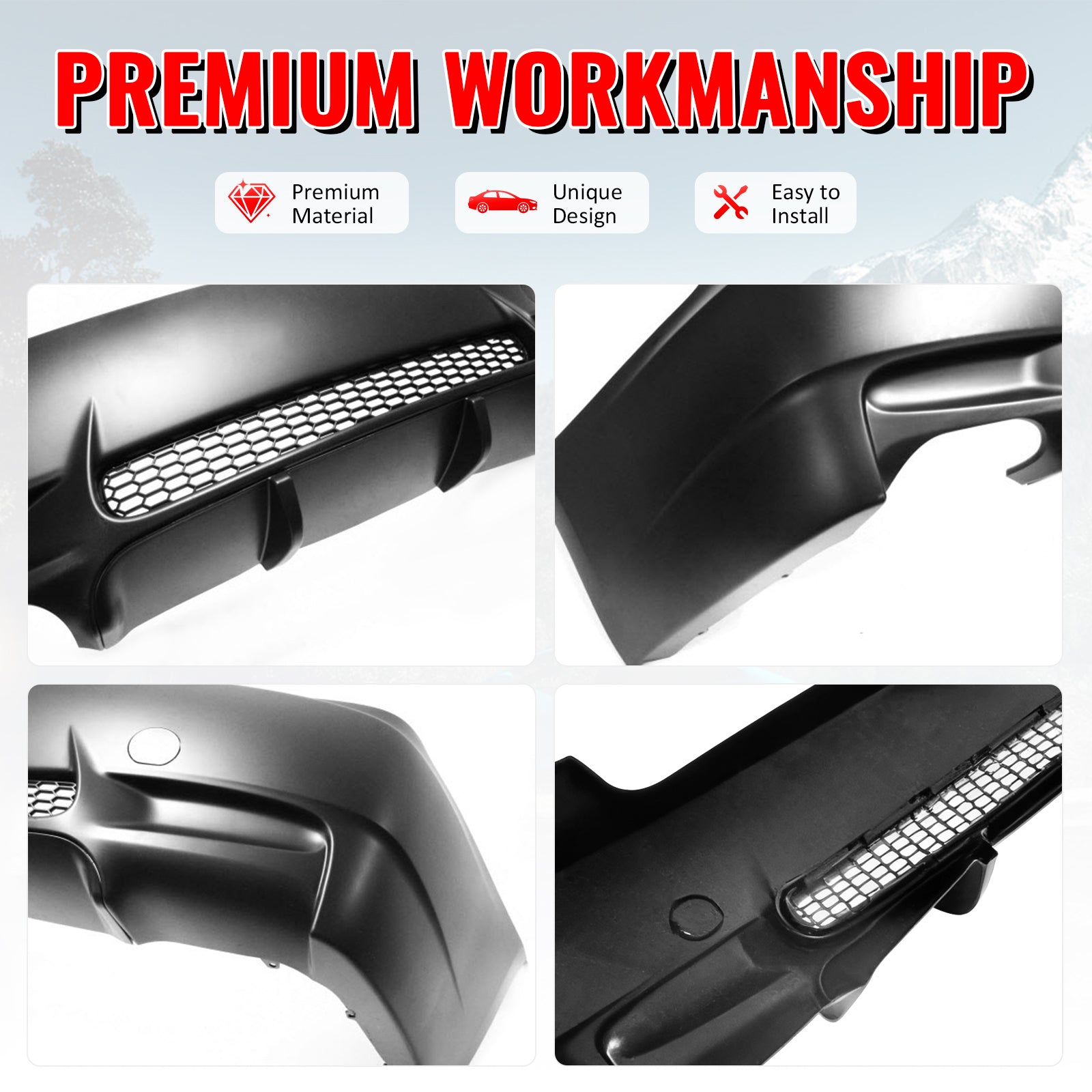 Fits 07-13 BMW E92 E93 3 Series 2Dr M3 Style Rear Bumper Cover Replacement PP