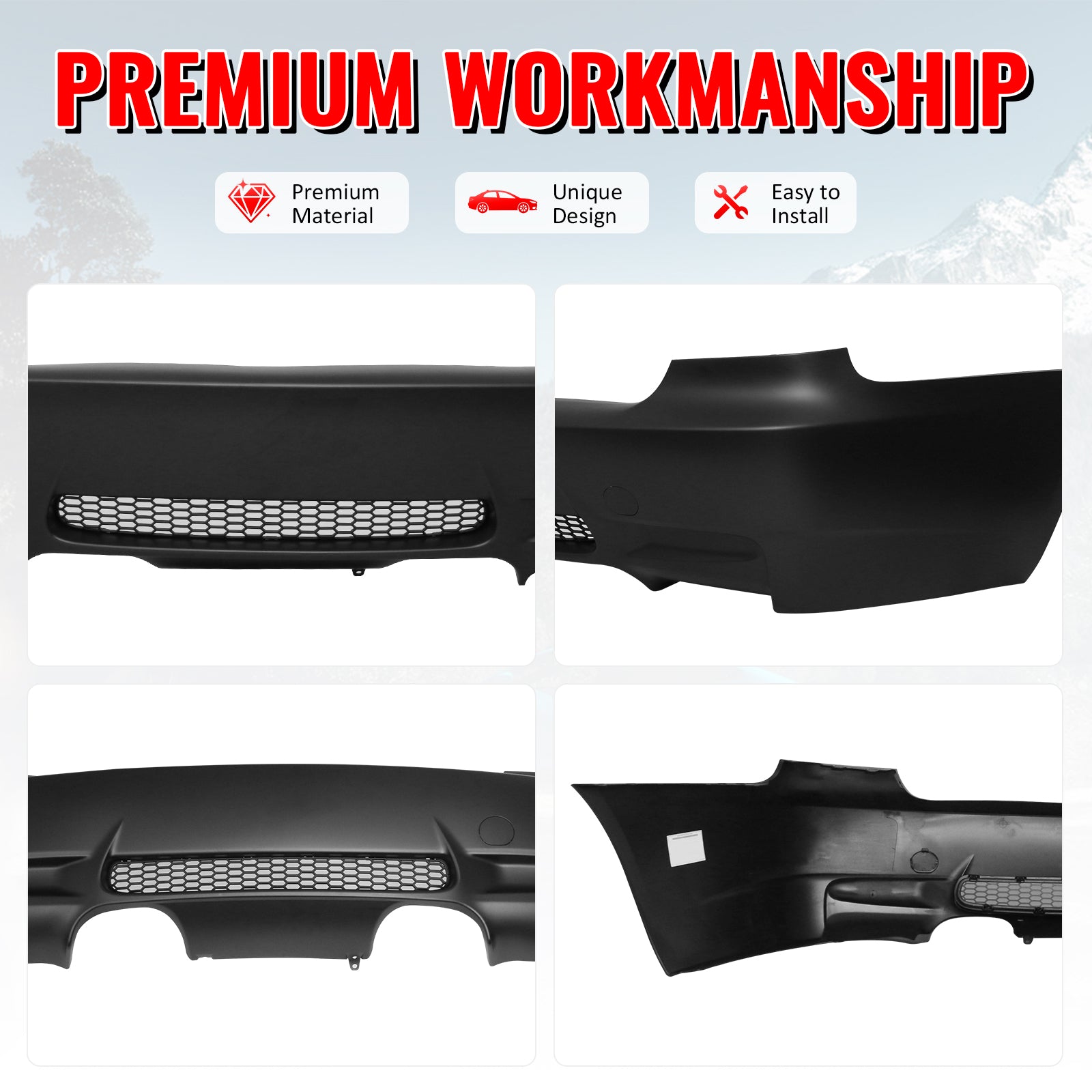 Fits 07-13 BMW E92 3-Series Coupe 2Dr M3 Style Rear Bumper Cover Replacement PP