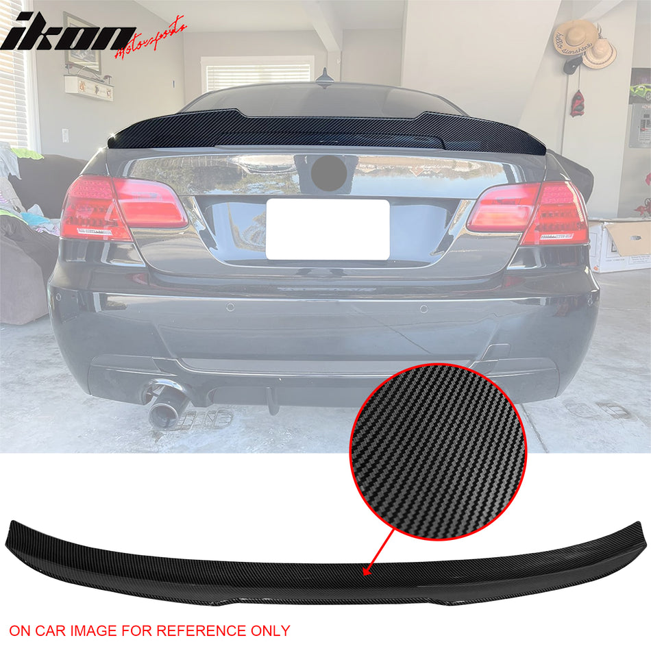 IKON MOTORSPORTS, Trunk Spoiler Compatible with 2007-2013 BMW E92 3-Series Coupe & M3 Coupe, PSM Style ABS Plastic Rear Trunk Lid Spoiler Wing Lip