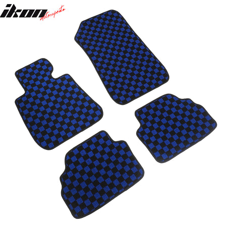 Fits 07-13 BMW E92 3-Series Coupe Floor Mats Checkered Carpets Black Blue Plaid