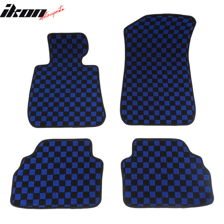 Fits 07-13 BMW E92 3-Series Coupe Floor Mats Checkered Carpets Black Blue Plaid