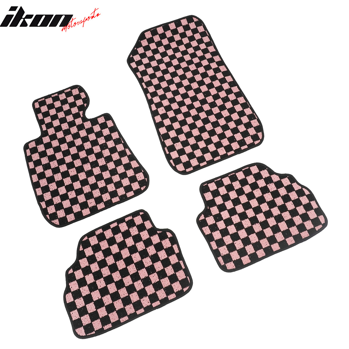 Fits 07-13 BMW E92 3-Series Coupe Floor Mats Checkered Carpets Black Pink Plaid