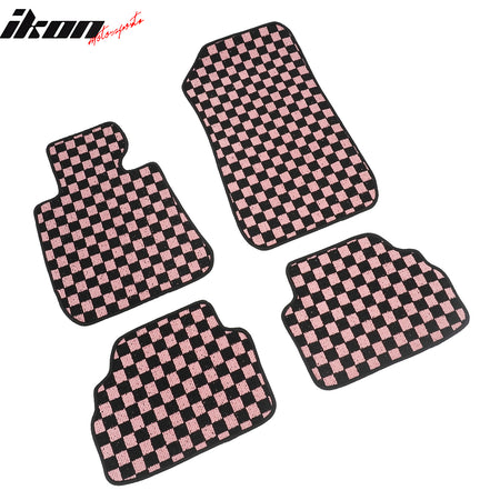 Fits 07-13 BMW E92 3-Series Coupe Floor Mats Checkered Carpets Black Pink Plaid