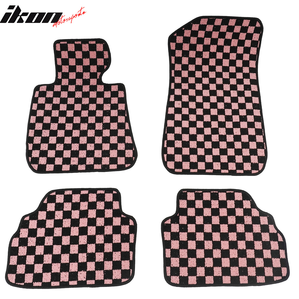 Fits 07-13 BMW E92 3-Series Coupe Floor Mats Checkered Carpets Black Pink Plaid