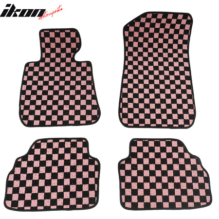 Fits 07-13 BMW E92 3-Series Coupe Floor Mats Checkered Carpets Black Pink Plaid
