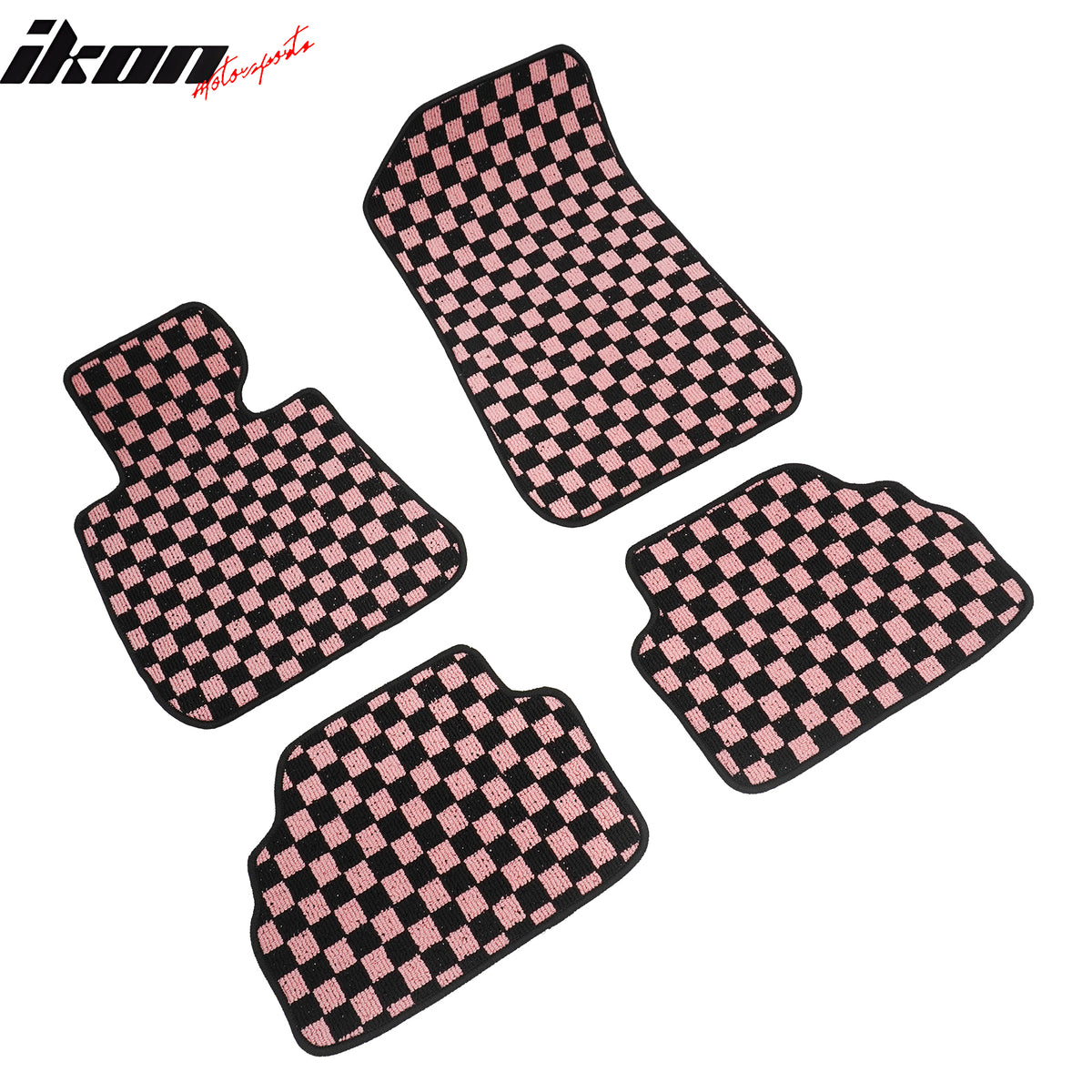 Fits 07-13 BMW E92 3-Series Coupe Floor Mats Checkered Carpets Black Pink Plaid