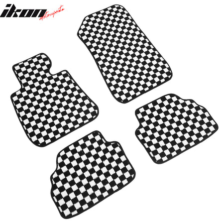 Fits 07-13 BMW E92 3-Series Coupe Floor Mats Checkered Carpets Black White Plaid