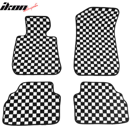 Fits 07-13 BMW E92 3-Series Coupe Floor Mats Checkered Carpets Black White Plaid