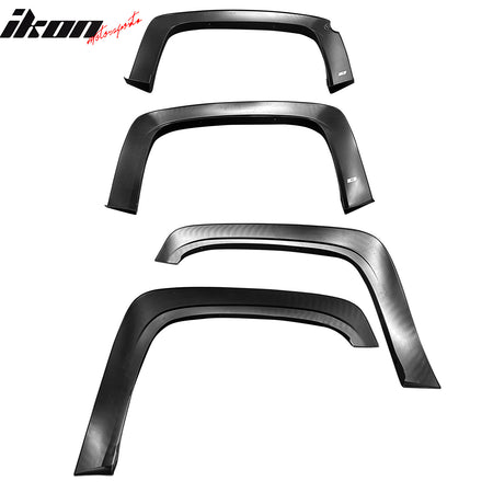 IKON MOTORSPORTS, Fender Flares Compatible With 2007-2013 Chevrolet Silverado Short Bed, 4PCS Driver Passenger Side Replacement Fender Flare Wheel Protector Exterior Auto Parts OE Style PP Black