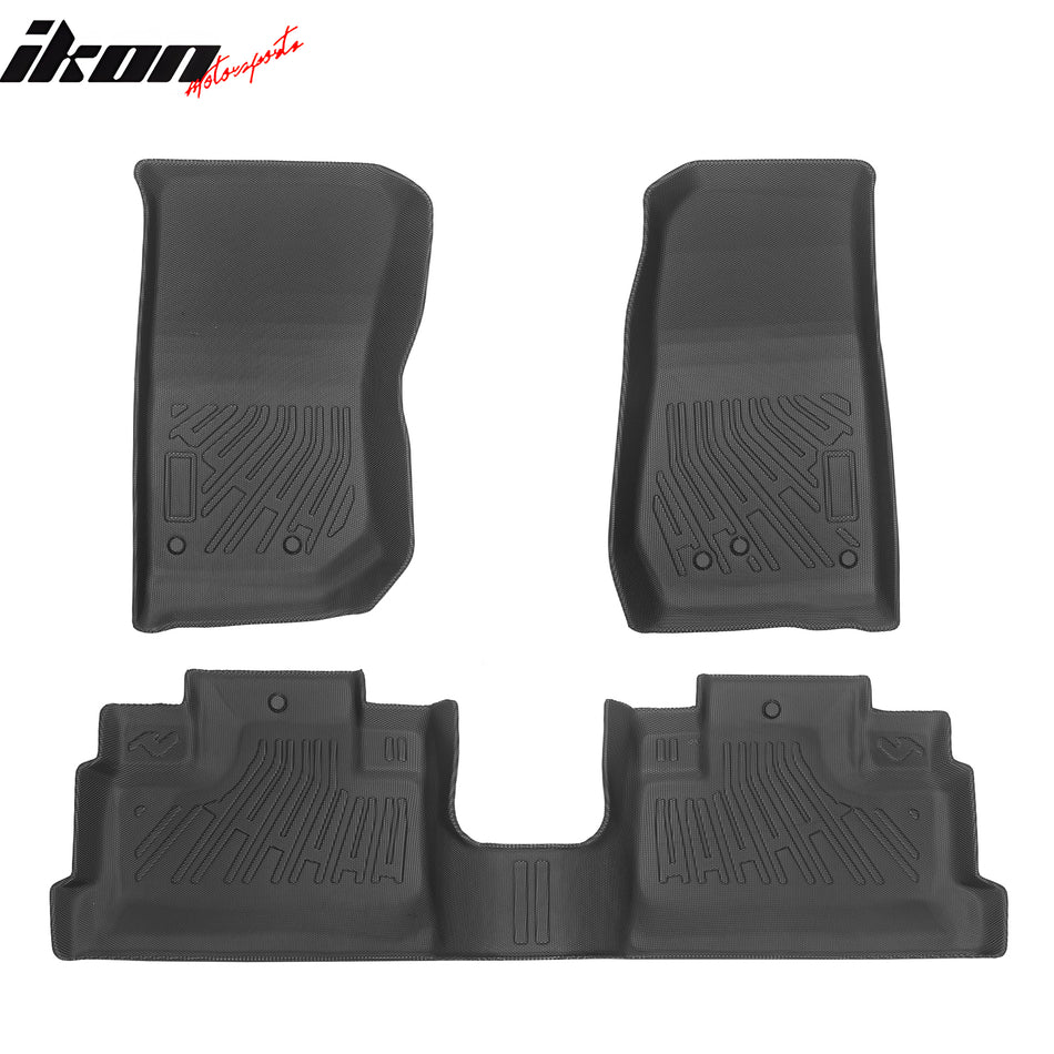 IKON MOTORSPORTS 3D TPE Floor Mats + Trunk & Backrest Mats + Window Visors, Compatible with 2007-2013 Jeep Wrangler JK 4-Door, TPE All Weather Waterproof Floor Liners, Front & 2nd Row Full Set, Black