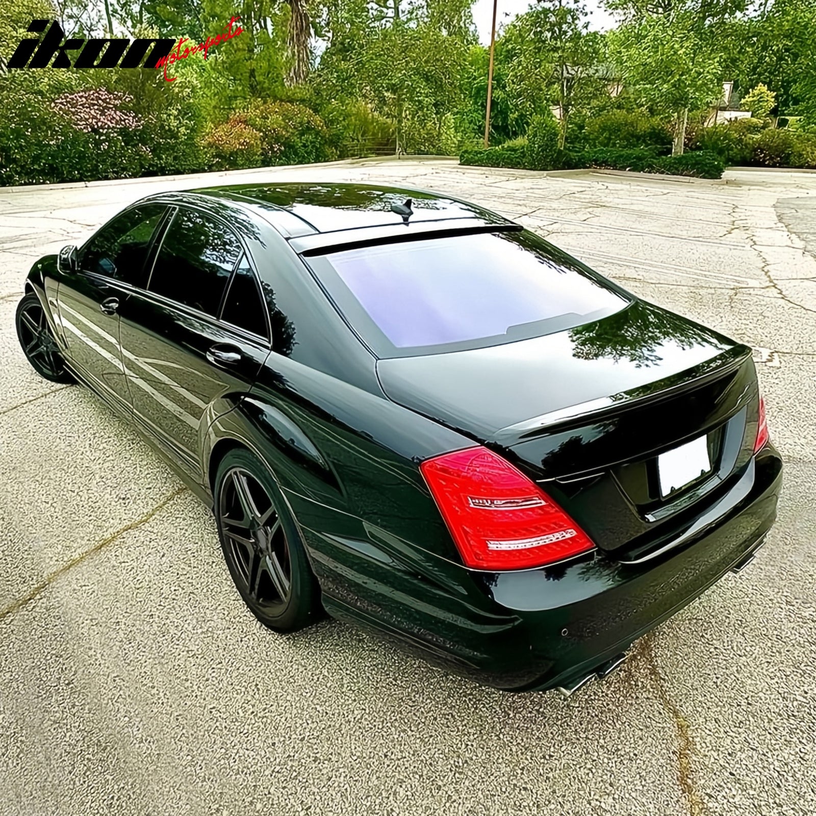 Fits 07-13 W221 Sedan AMG Trunk Spoiler & L Type Roof Wing Painted #040 Black