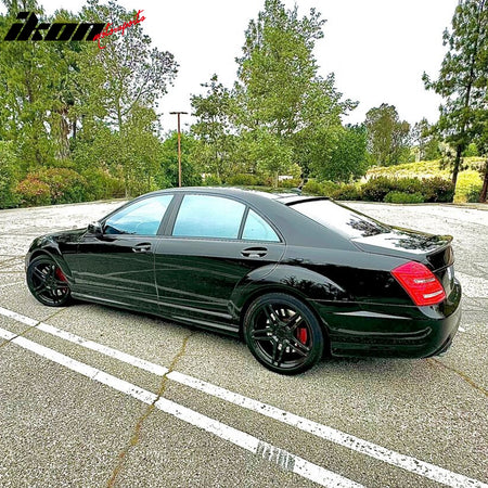 Fits 07-13 W221 Sedan AMG Trunk Spoiler & L Type Roof Wing Painted #040 Black