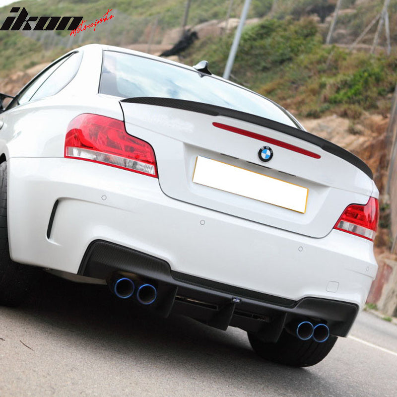 Pre-painted Trunk Spoiler Compatible With 2008-2013 BMW E82 1-Series, P Style ABS Painted Matte Black Trunk Boot Lip Spoiler Wing Add On Deck Lid By IKON MOTORSPORTS, 2009 2010 2011 2012