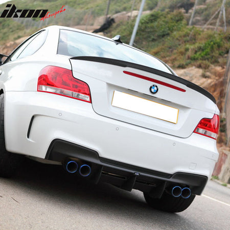 Pre-painted Trunk Spoiler Compatible With 2008-2013 BMW E82 1-Series, P Style ABS Painted Matte Black Trunk Boot Lip Spoiler Wing Add On Deck Lid By IKON MOTORSPORTS, 2009 2010 2011 2012