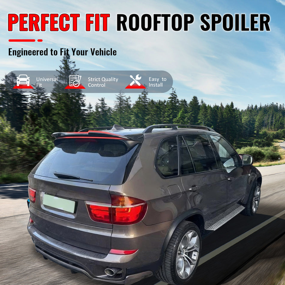 IKON MOTORSPORTS, Rear Window Roof Spoiler Compatible with 2007-2013 BMW X5 E70 Facelift, Gloss Black ABS Plastic Add-on Top Roofline Windshield Visor Spoiler Wing