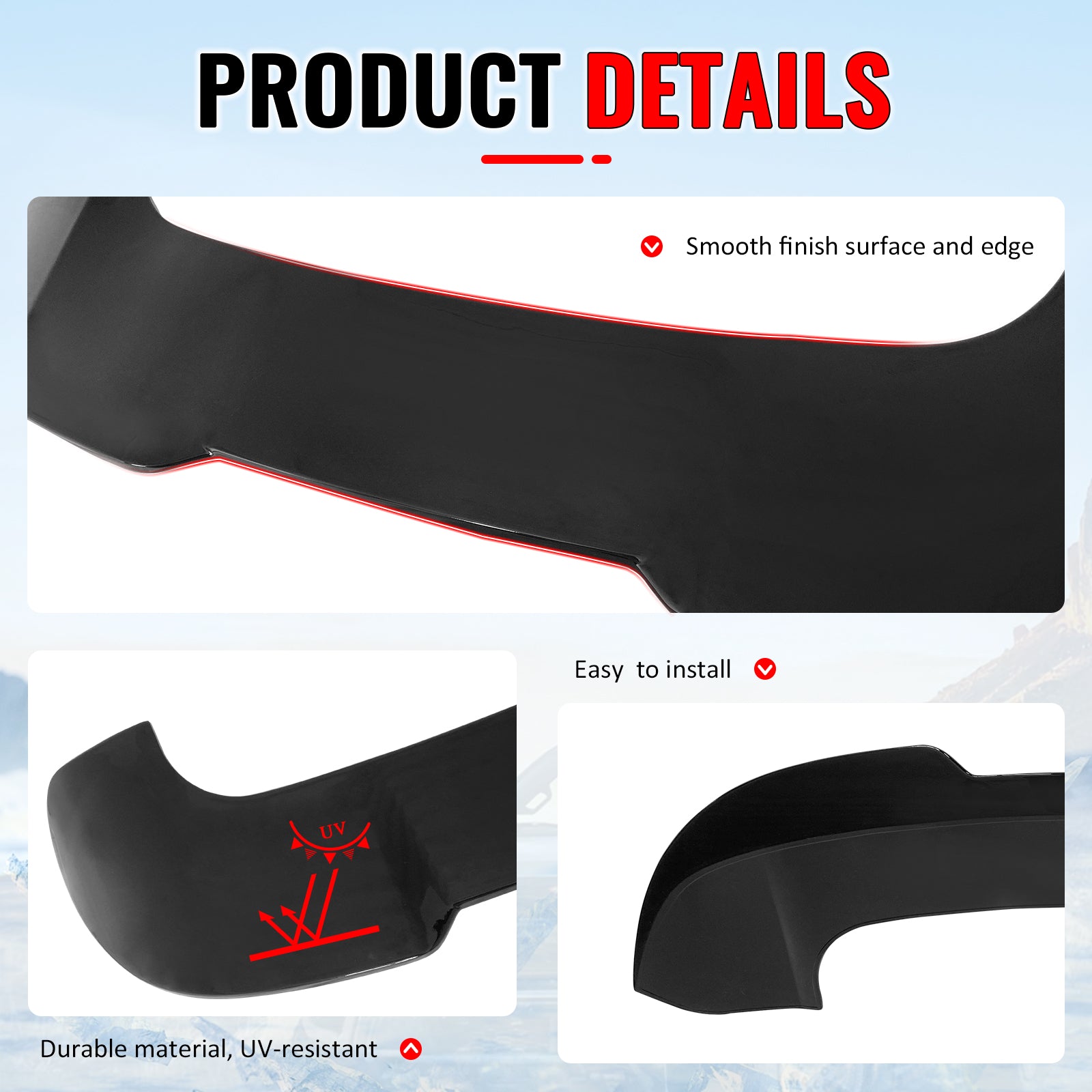 Fits 07-13 BMW X5 E70 Facelift Gloss Black Rear Top Window Roof Spoiler Wing ABS