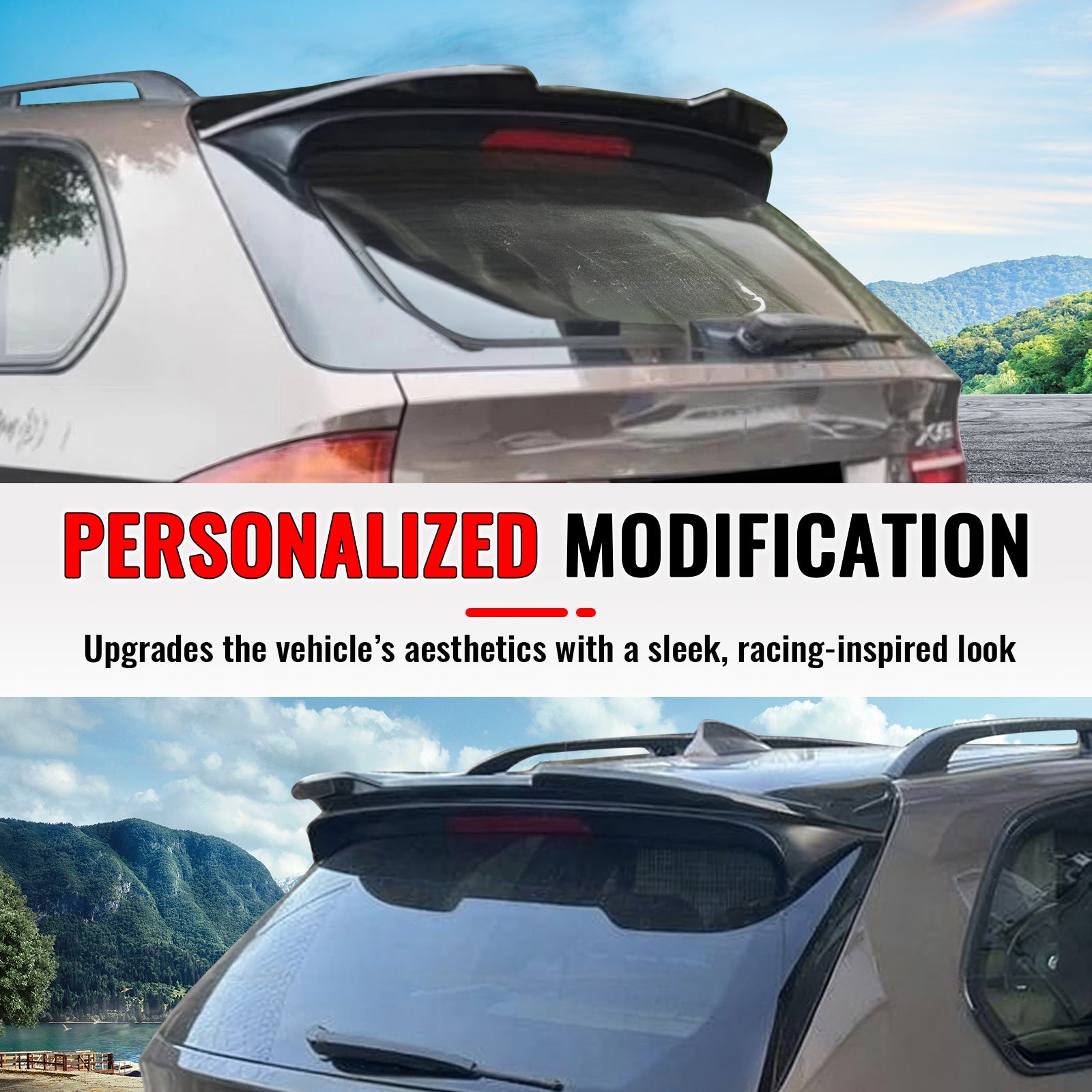 Fits 07-13 BMW X5 E70 Facelift Gloss Black Rear Top Window Roof Spoiler Wing ABS