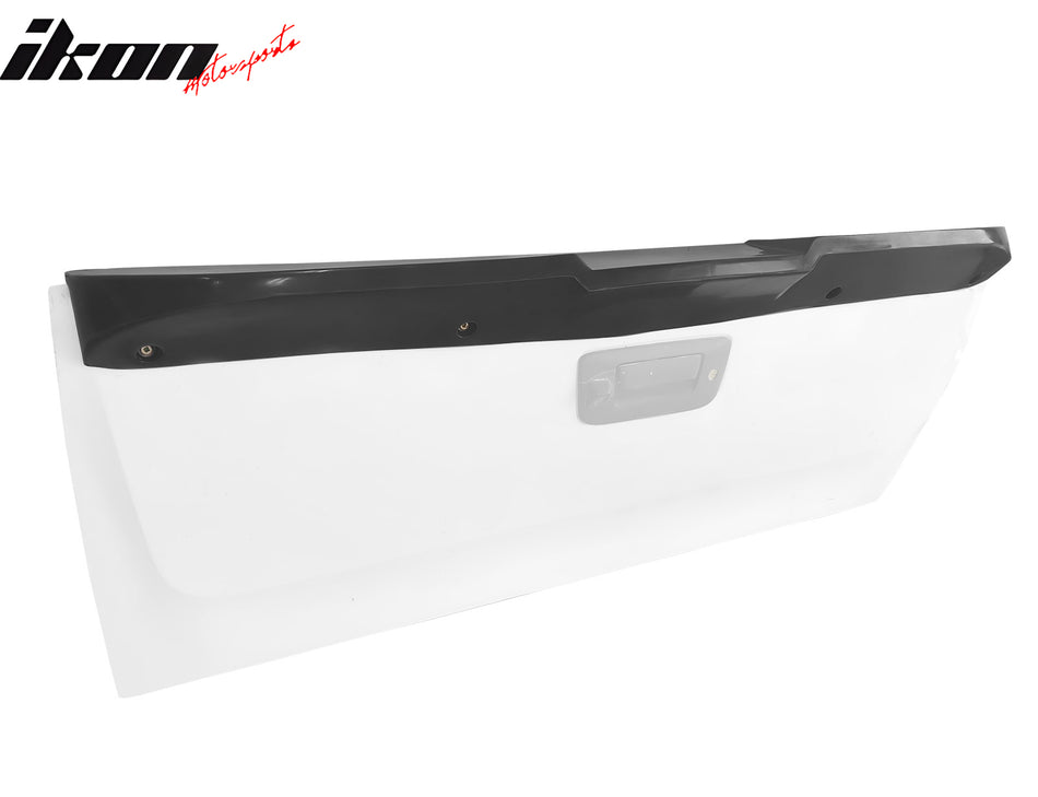 IKON MOTORSPORTS Tailgate Protector, Compatible with 2007-2013 Chevy Silverado, MDA Style PU Polyurethane Unpainted Black Truck Tailgate Cover Spoiler Wing Bodykits