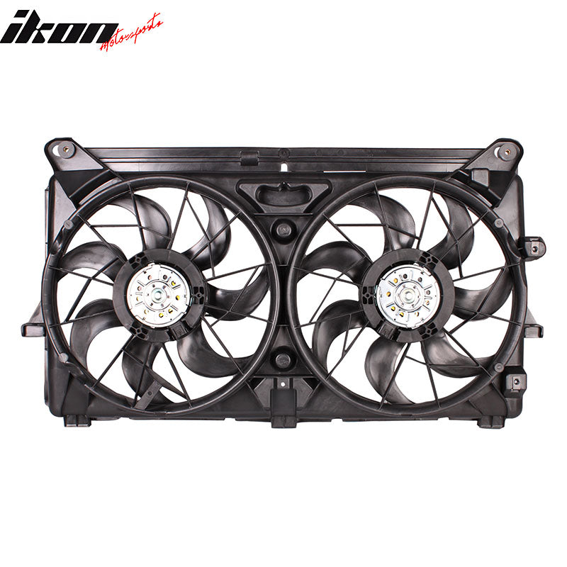 IKON MOTORSPORTS Radiator Cooling Fan Assembly Replacement for 2007-2013 Chevy Silverado 1500 GMC Sierra 1500  Escalade ESV Suburban 2007-2014 Yukon XL, 89023366 GM3115211 Automotive Dual Engine Fans