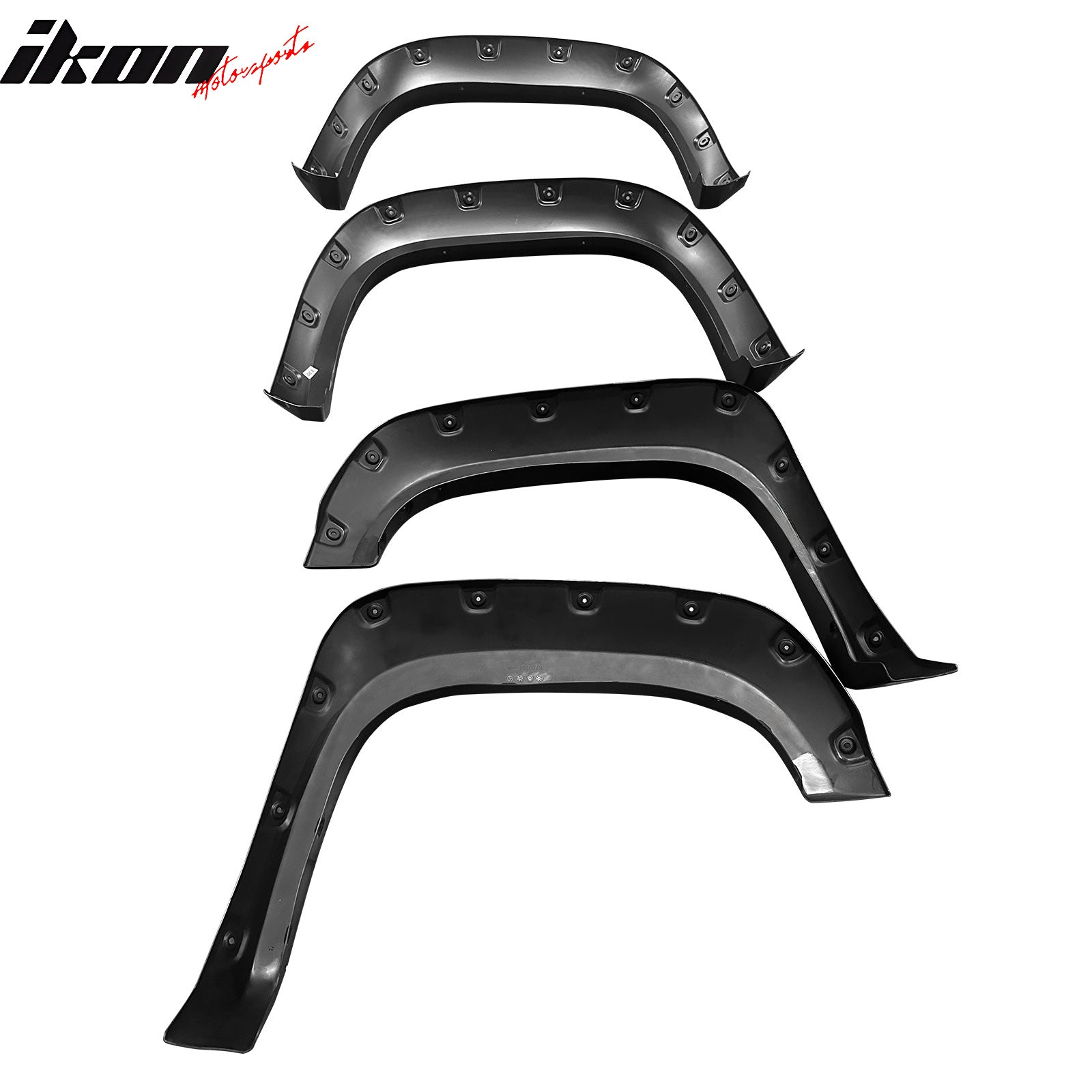 IKON MOTORSPORTS Fender Flares Compatible with 2007-2013 GMC Sierra 1500 6.5' Standard Bed & 8' Long bed, Pocket Riveted Style Injected Molded PP Wheel Flare Cover Protector Set, 4 Pcs, Front & Rear