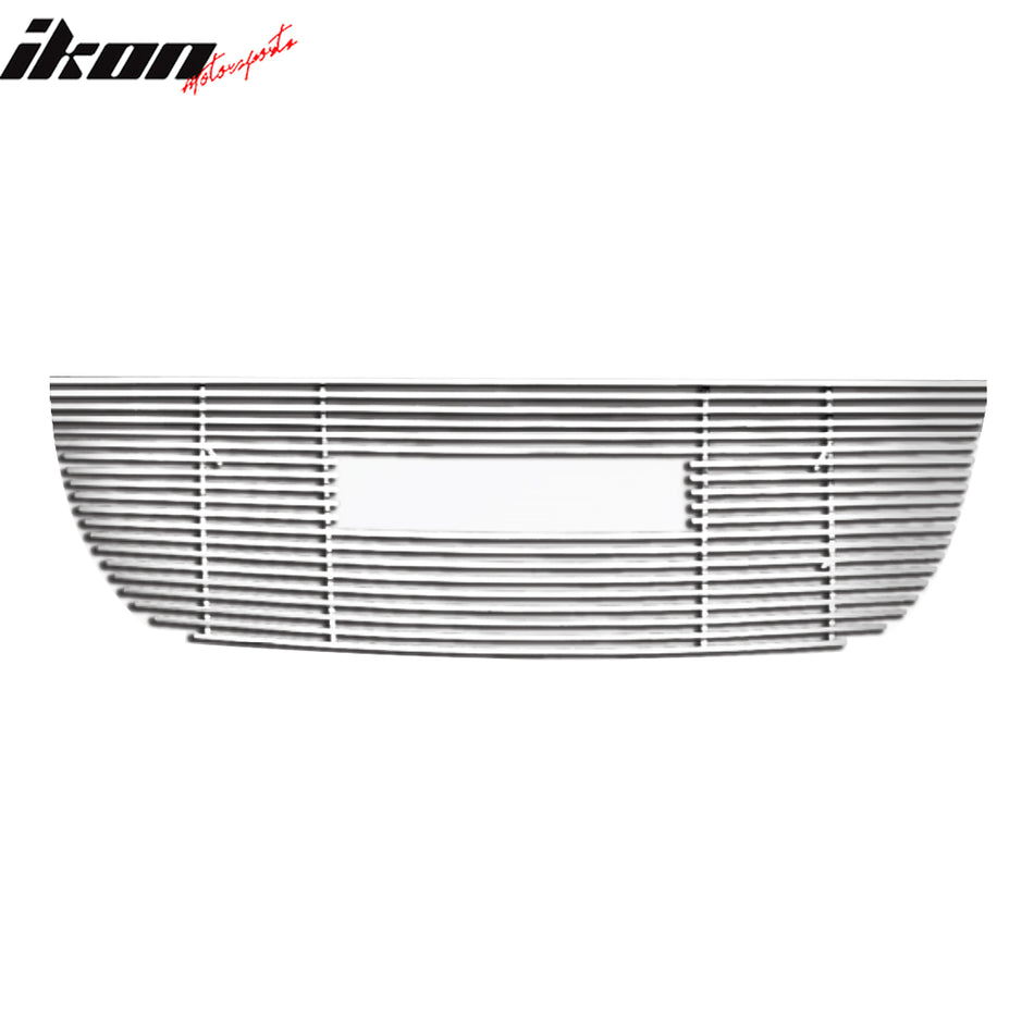 IKON MOTORSPORTS Front Bumper Upper Top Grille Insert, Compatible with 2007-2013 GMC Yukon & Yukon XL, Billet Style Chrome Stainless Steel Replacement Front Bumper Grill Assembly