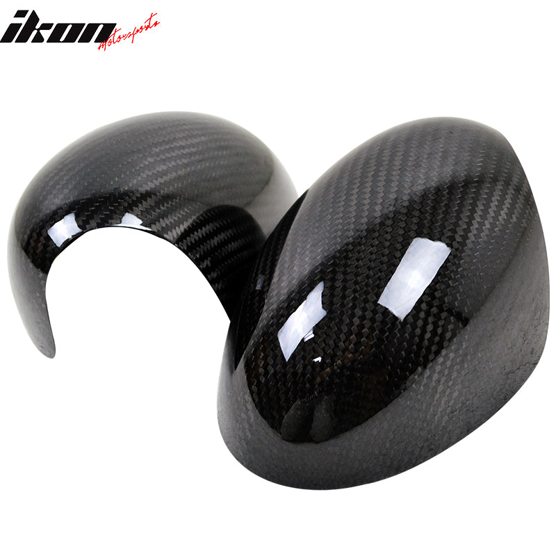 Compatible With 2007-2013 Mini Cooper R56 Convertible Rear Side Mirror Cover Guard - Real Carbon Fiber CF - Other Color Available