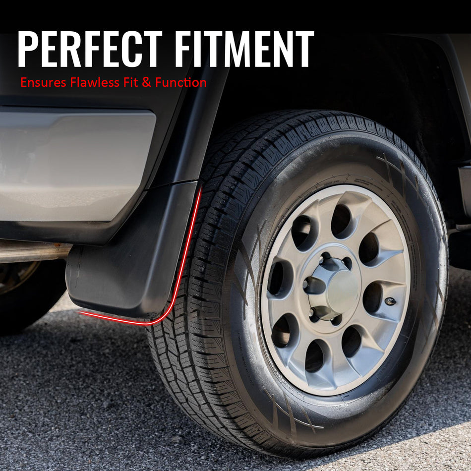 IKON MOTORSPORTS Mud Flap, Compatible with 2007-2014 Toyota FJ Cruiser W/Fender Flares, Black PP Polypropylene Mud Guards Splash, Front Rear 4PCS Set