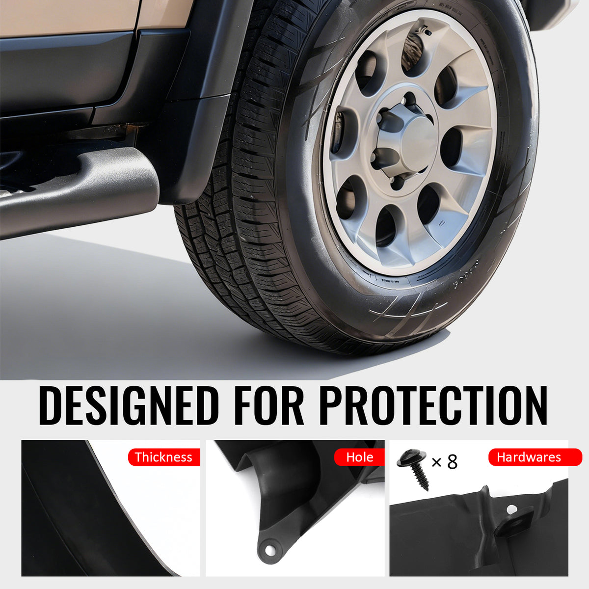 Fits 07-14 Toyota FJ Cruiser W/Fender Flares Fender Mud Flaps Splash Guards PP