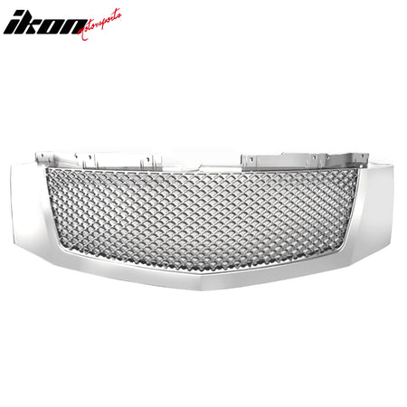 Fits 07-14 Cadillac Escalade Mesh Style Front Bumper Grille Guard Chrome ABS