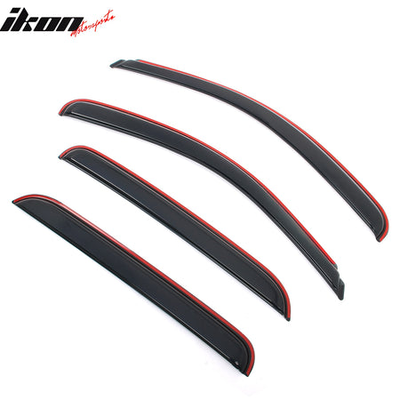 IKON MOTORSPORTS In Channel Window Visors Compatible with 2007-2013 Chevy Silverado GMC Sierra 1500 & 2008-2014 2500 3500 HD Crew Cab, Acrylic Smoke/Tinted Rain Guards, Side Window Wind Deflectors 4PC