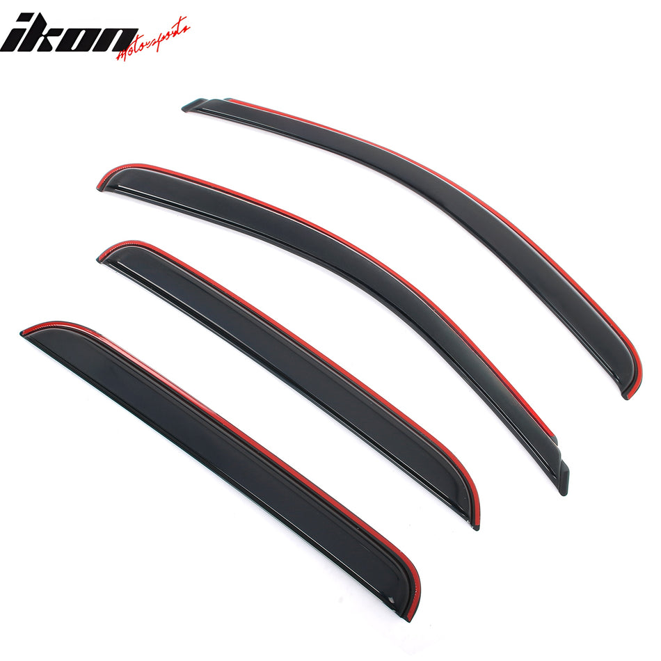 IKON MOTORSPORTS In Channel Window Visors Compatible with 2007-2013 Chevy Silverado GMC Sierra 1500 & 2008-2014 2500 3500 HD Crew Cab, Acrylic Smoke/Tinted Rain Guards, Side Window Wind Deflectors 4PC
