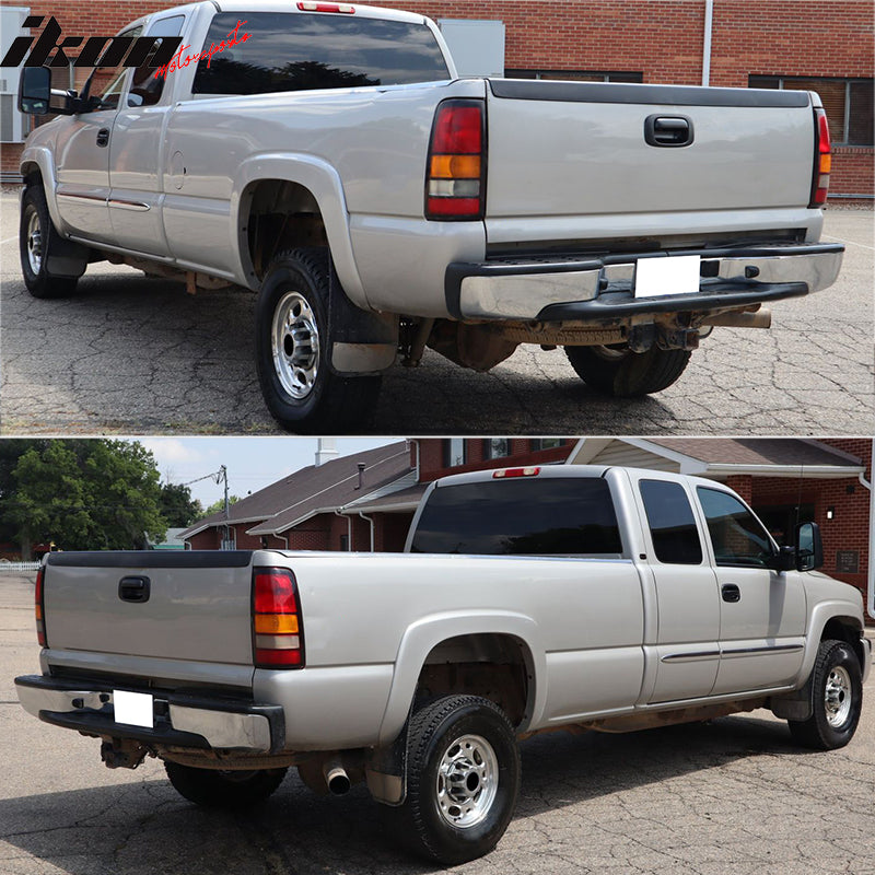 IKON MOTORSPORTS, Tailgate Protector Compatible with 2007-2014 Silverado 2500HD/3500HD & Sierra 2500HD/3500HD, PP Matte Black Tailgate Cover Moulding Cap Trim Protector