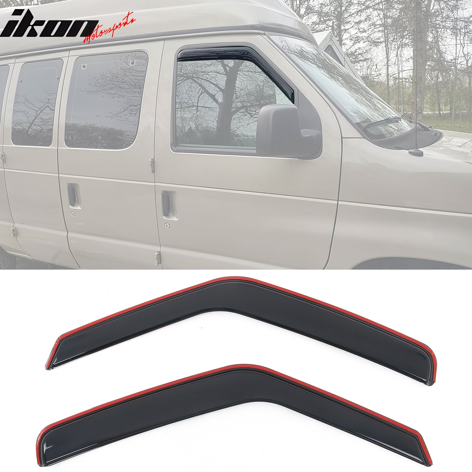 For 07-14 Ford E-Series Van 3D TPE Floor Mats All Season Carpets + Window Visors
