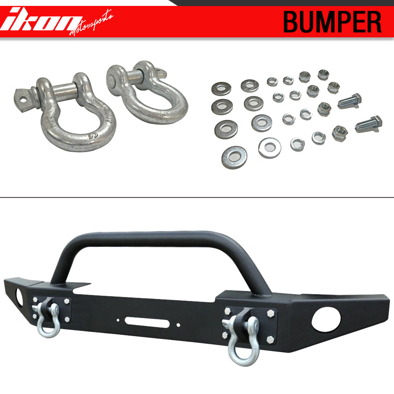 Bull Bar Compatible With 2007-2017 Jeep Wrangler, Front Bumper Guard Brush Push Grille Guard by IKON MOTORSPORTS, 2006 2007 2008 2009 2010 2011 2012 2013 2014 2015 2016