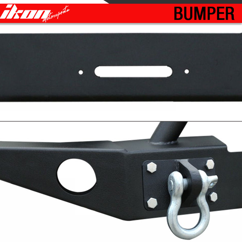 Fits 07-17 Jeep Wrangler JK Steel Front Bumper Guard W/ Winch Plate D-Ring