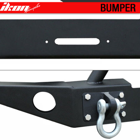 Fits 07-17 Jeep Wrangler JK Steel Front Bumper Guard W/ Winch Plate D-Ring
