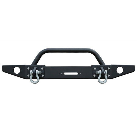 Fits 07-17 Jeep Wrangler JK Steel Front Bumper Guard W/ Winch Plate D-Ring