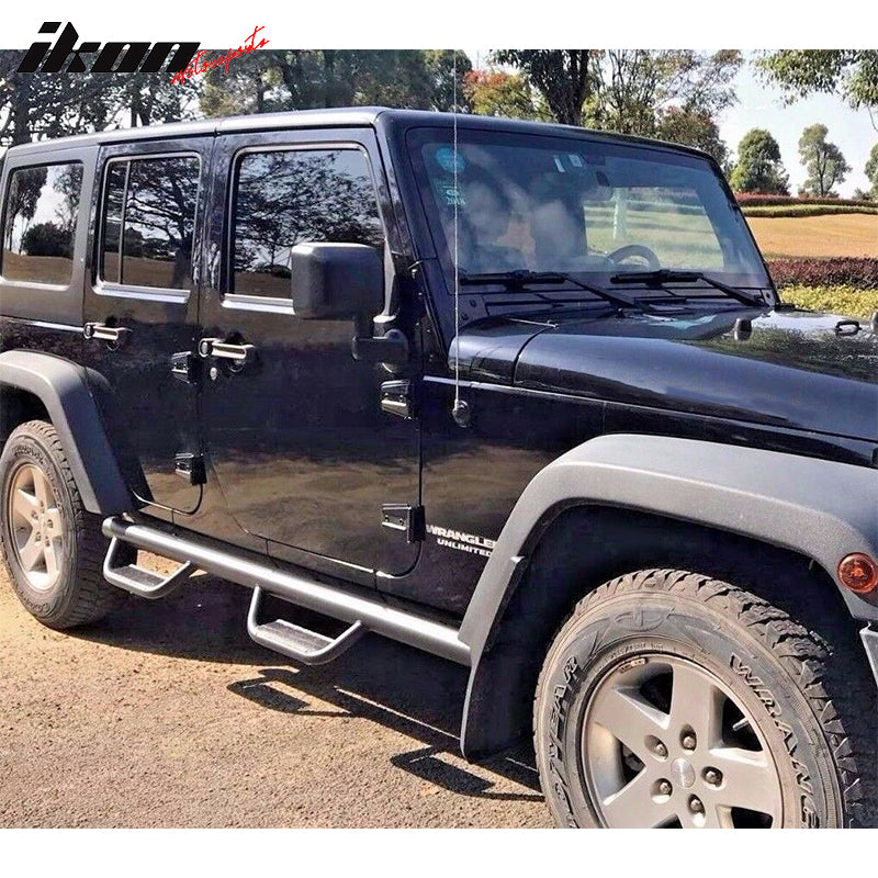 Fits 07-18 Jeep Wrangler JK 4Dr 2PCS Side Step Armor Nerf Bars