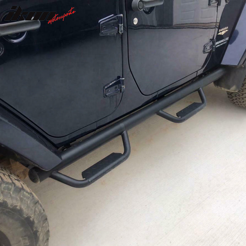 Fits 07-18 Jeep Wrangler JK 4Dr 2PCS Side Step Armor Nerf Bars