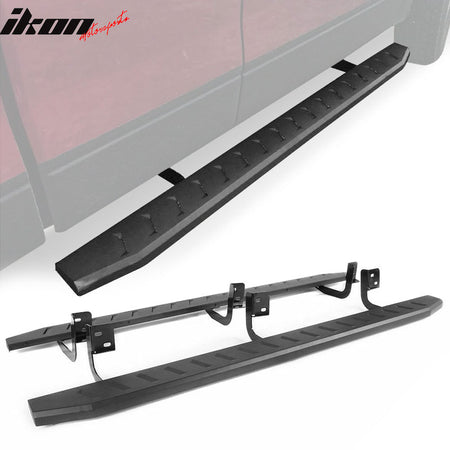 IKON MOTORSPORTS, Side Step Bar Compatible With 2007-2018 Chevy Silverado GMC Sierra Crew Cab 5" Black Steel Nerf Bar Running Board,2008 2009 2010 2011 2012 2013 2014 2015 2016 2017